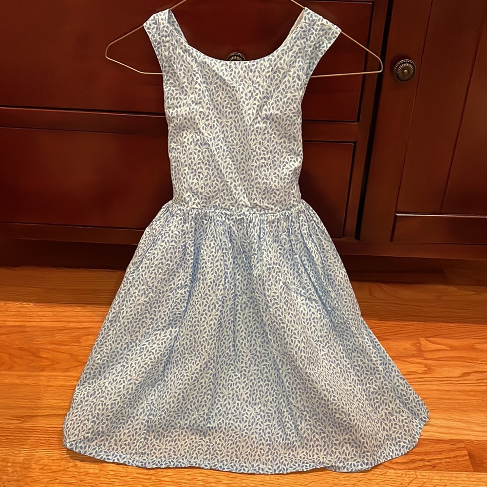 Mini Boden Girls Blue Floral Cross back Dress